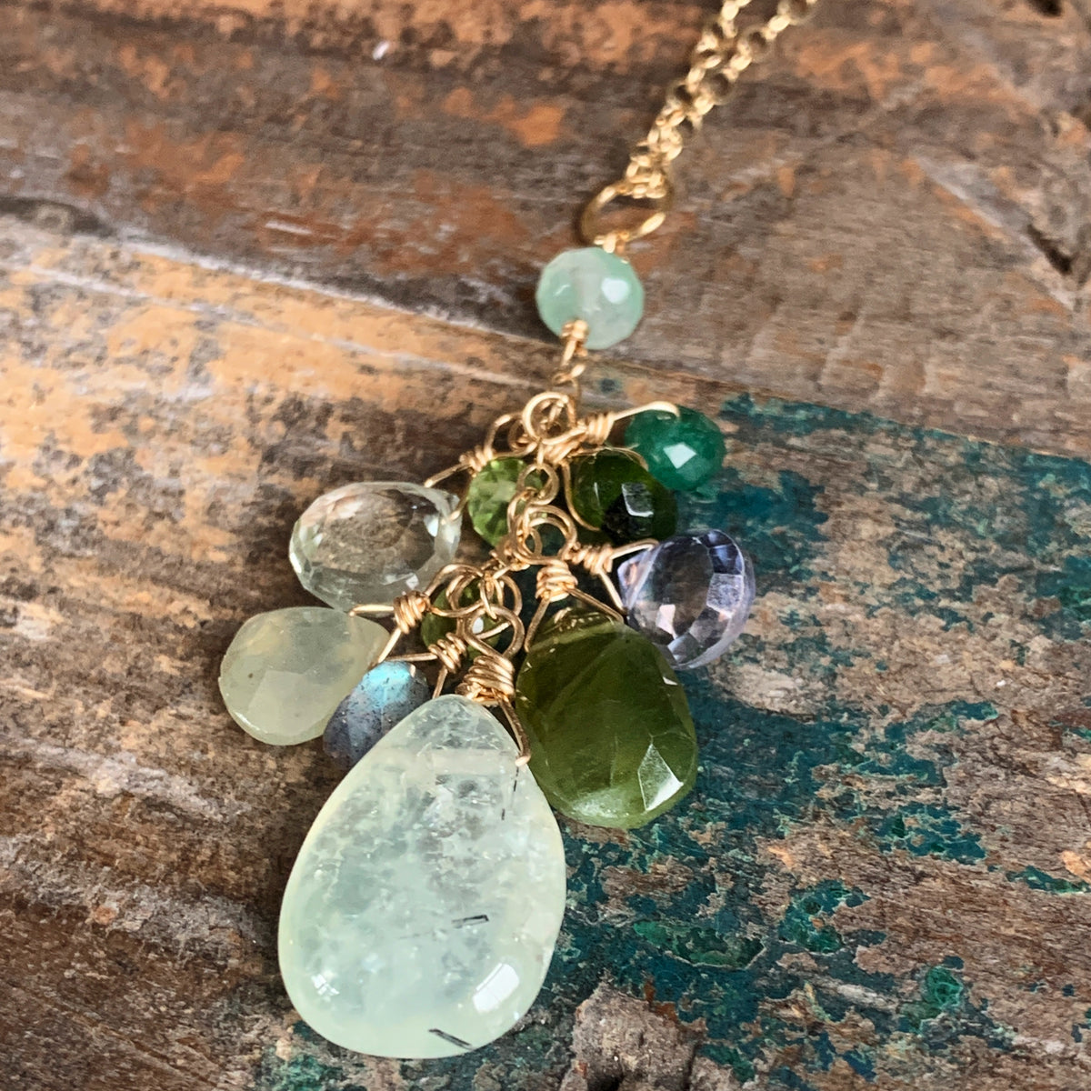 ネックレス・ペンダント Stone Cascade Necklace Cascades Necklace | Green Multi Gemstones – Jennifer King