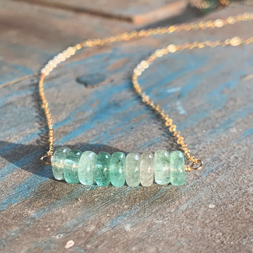 Ava Necklace| Gold Filled with Green Gemstones