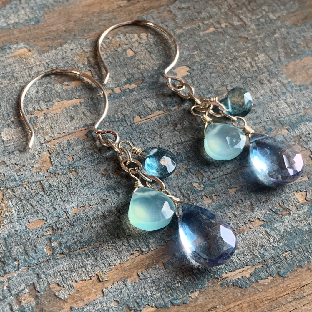 Gem Trio Earrings / Blues