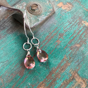 Sterling Silver Pink Quartz Earrings