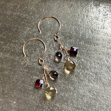 Gem Trio Earrings - Garnet