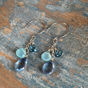 Gem Trio Earrings / Blues