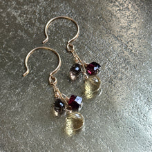 Gem Trio Earrings - Garnet