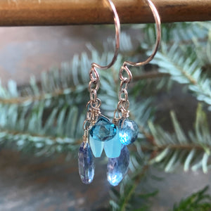 Gem Trio Earrings / Blues