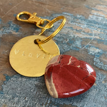 “Loved” Keychain and Red Stone Heart