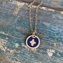 Royal Blue Enamel Cross Necklace
