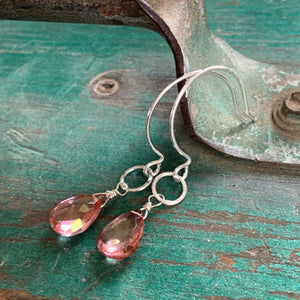 Sterling Silver Pink Quartz Earrings