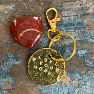 “Love You More” Keychain and Red Stone Heart