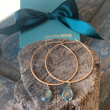 Sage Hoop Earrings| Gold Filled with Green Quartz Drops