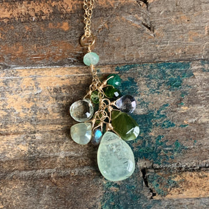 Cascades Necklace | Green Multi Gemstones