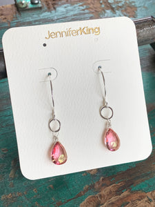 Sterling Silver Pink Quartz Earrings