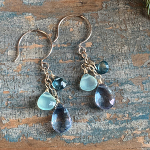 Gem Trio Earrings / Blues