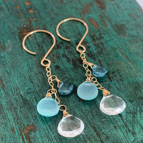 Gem Trio Earrings-Clear