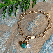Gem Trio Bracelet - Green / Gold Filled