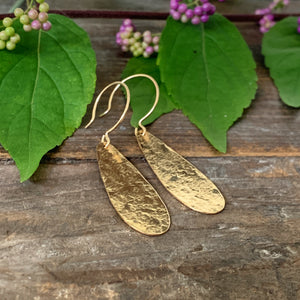 Long Golden Teardrop Earrings