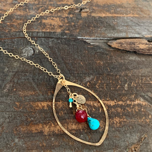 Cali Necklace / Leaf/ Turquoise