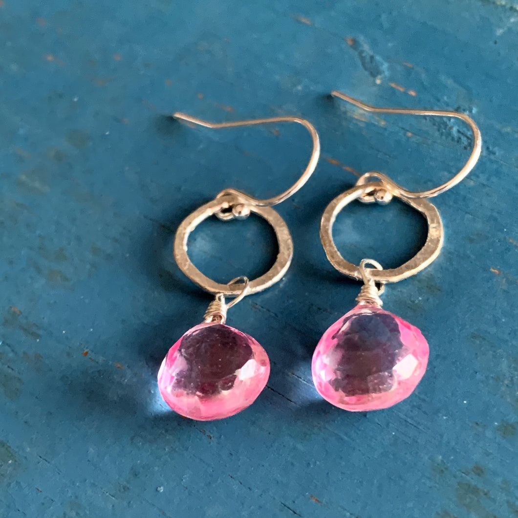 Sarina Earrings / Silver + Pink