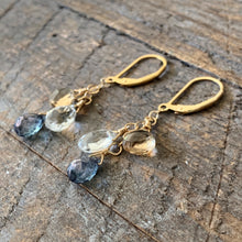 Gem Trio Earrings - Blue