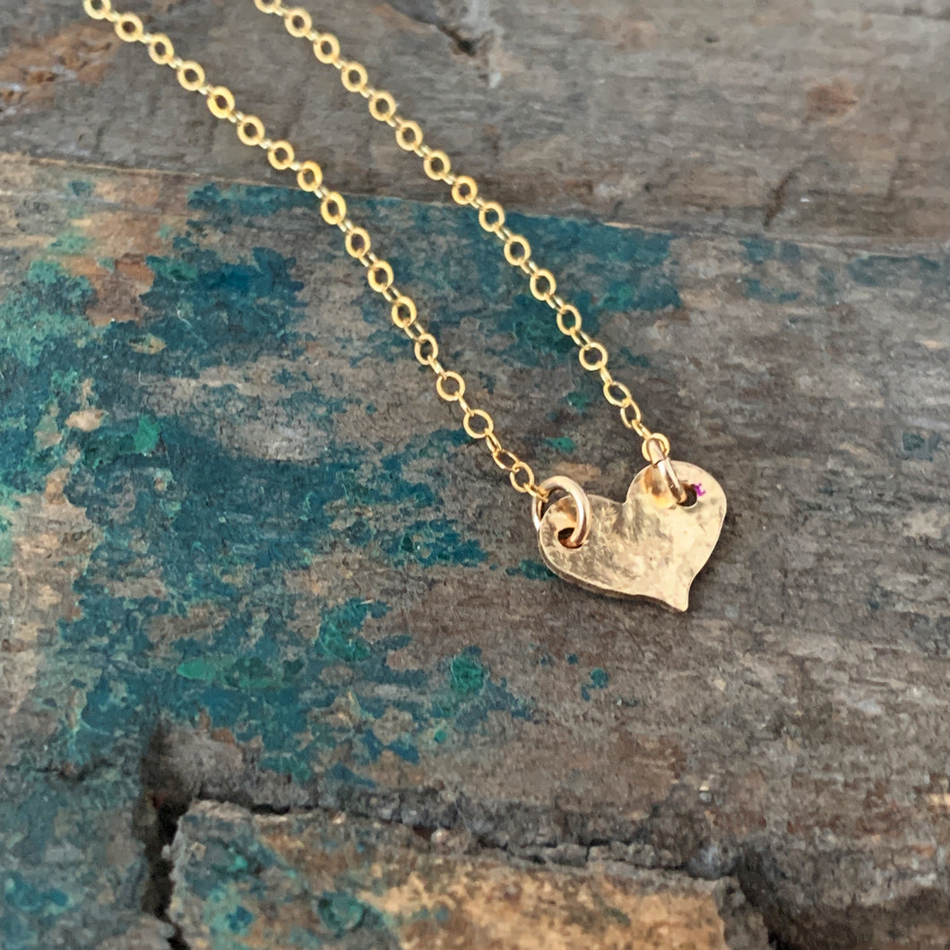 Heart Necklace / Hammered / Small