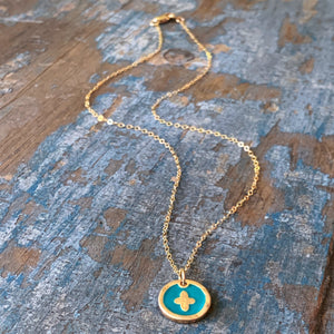Turquoise Enamel Cross Necklace