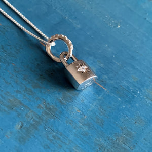 Starburst Padlock Pendant / Silver