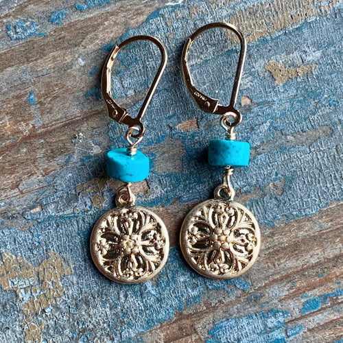 Turquoise Flower Earrings