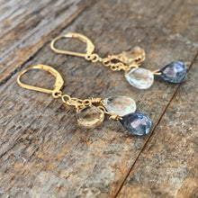 Gem Trio Earrings - Blue
