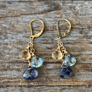 Gem Trio Earrings - Indigo
