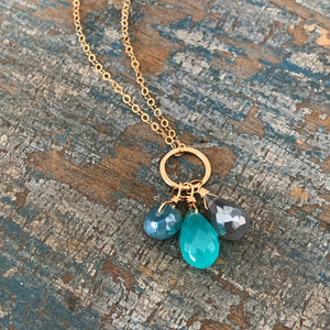 Gem Trio Necklace / Aqua