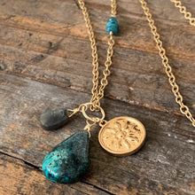 Long Charm Trio Necklace / Turquoise