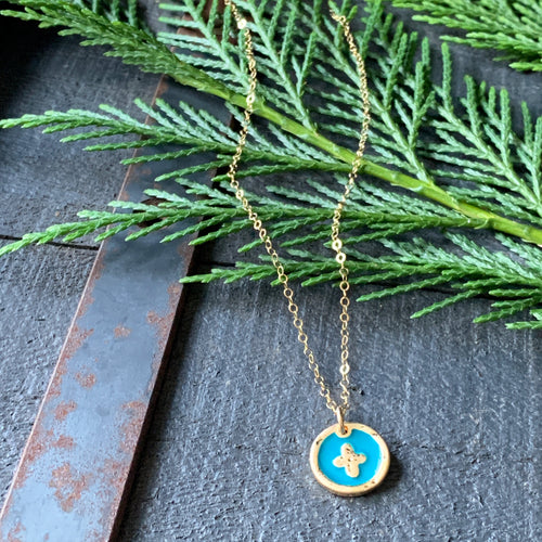 Light Blue Enamel Cross Necklace
