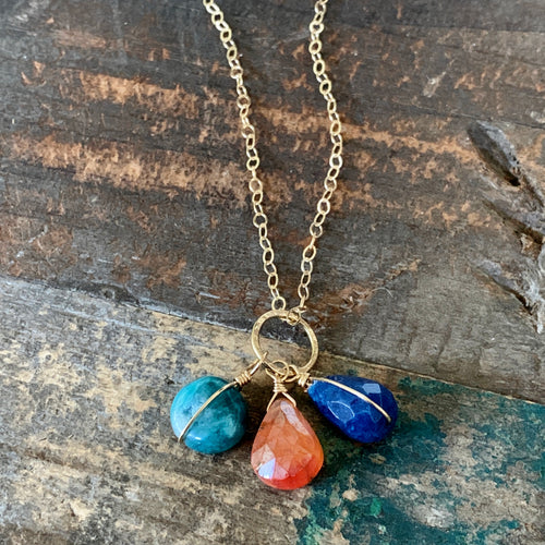 Gem Trio Necklace / Orange