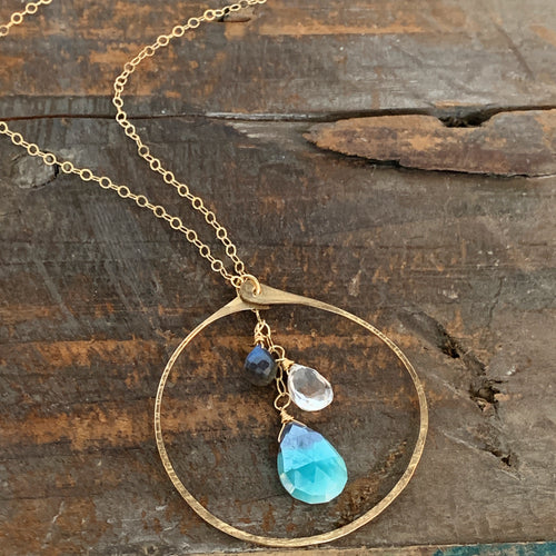 Cali Necklace / Circle Blue Moonstone