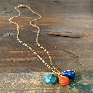 Gem Trio Necklace / Orange