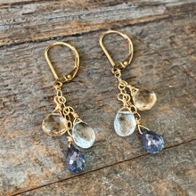 Gem Trio Earrings - Blue
