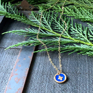 Royal Blue Enamel Cross Necklace