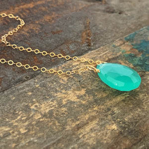 aqua sea blue chalcedony gemstone necklace