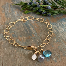 Gem Trio Bracelet - Blue/Gold Filled