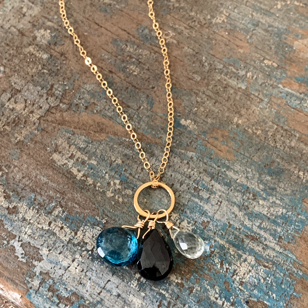 Gem Trio Necklace / Blue