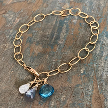 Gem Trio Bracelet - Blue/Gold Filled