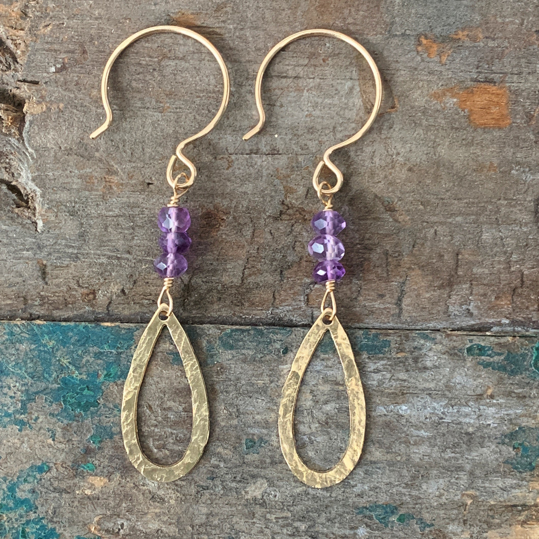 Quest Earrings / Open Teardrop • Amethyst