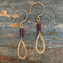 Quest Earrings / Open Teardrop • Garnet