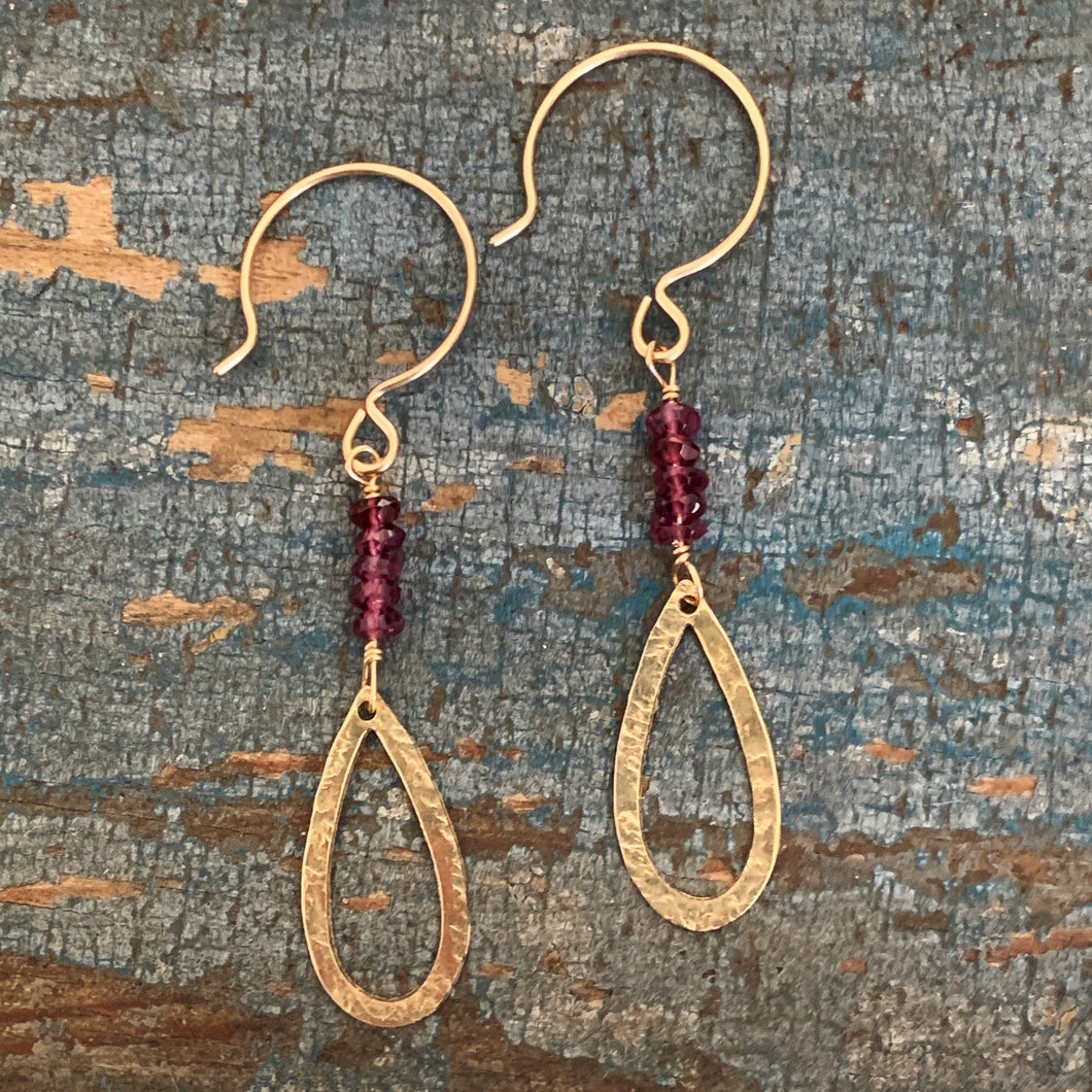 Quest Earrings / Open Teardrop • Garnet