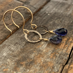 Sarina Earrings / Gunmetal + Iolite