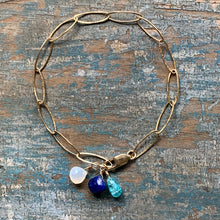 Gem Trio Bracelet - Lapis / Gold Filled