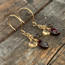 Gem Trio Earrings - Garnet