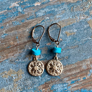 Turquoise Flower Earrings