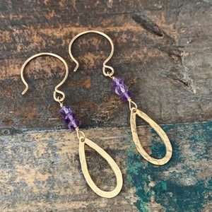 Quest Earrings / Open Teardrop • Amethyst