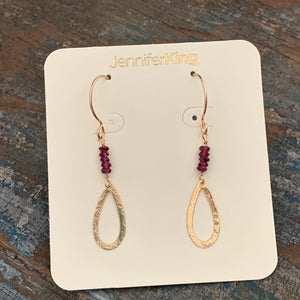 Quest Earrings / Open Teardrop • Garnet