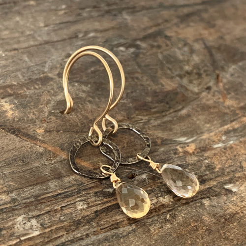 Sarina Earrings / Gunmetal + Champagne